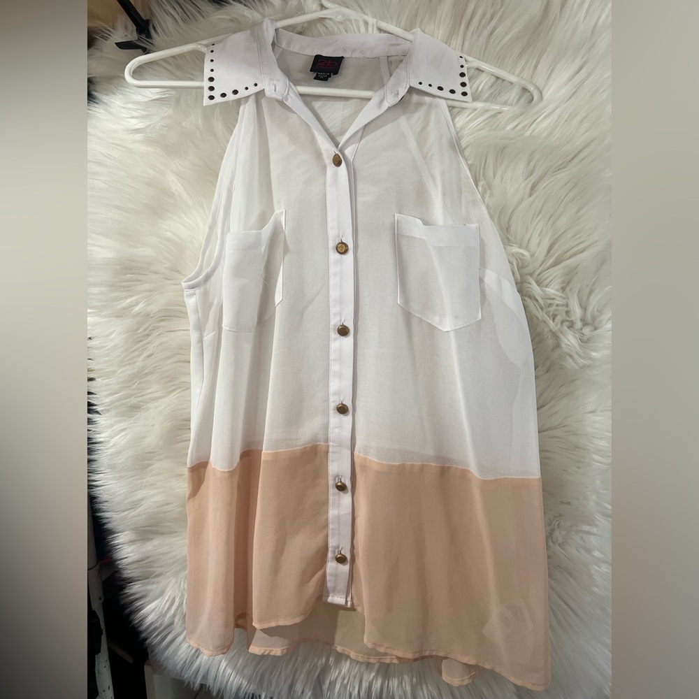 Bebe White Blouse with Button Detail
